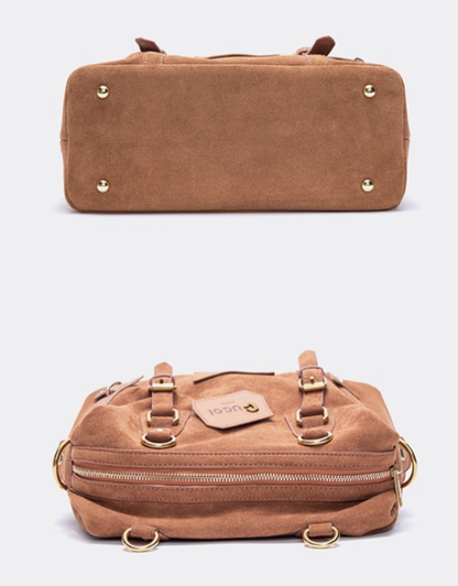 Vintage Brown 2-Way Backpack With Belt Accents