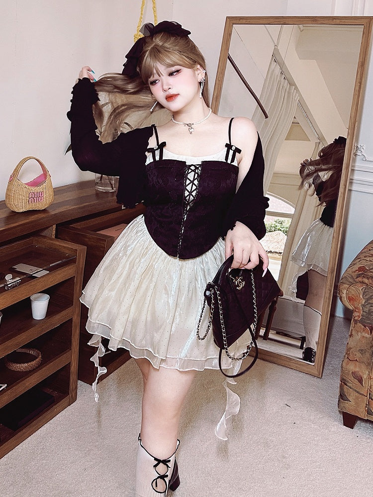 Plus Size Black Long Sleeves Cardigan