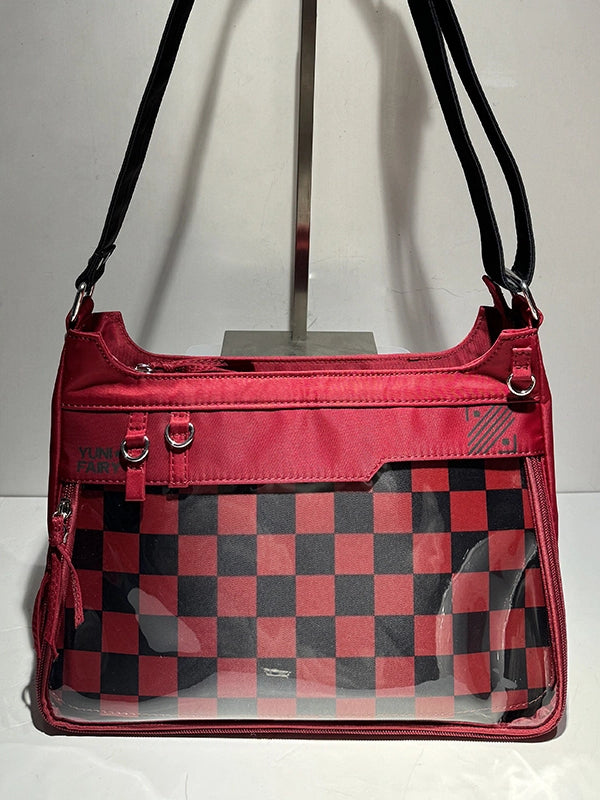 Red & Black Adjustable Strap Large Capacity Unisex Nylon Ita Bag