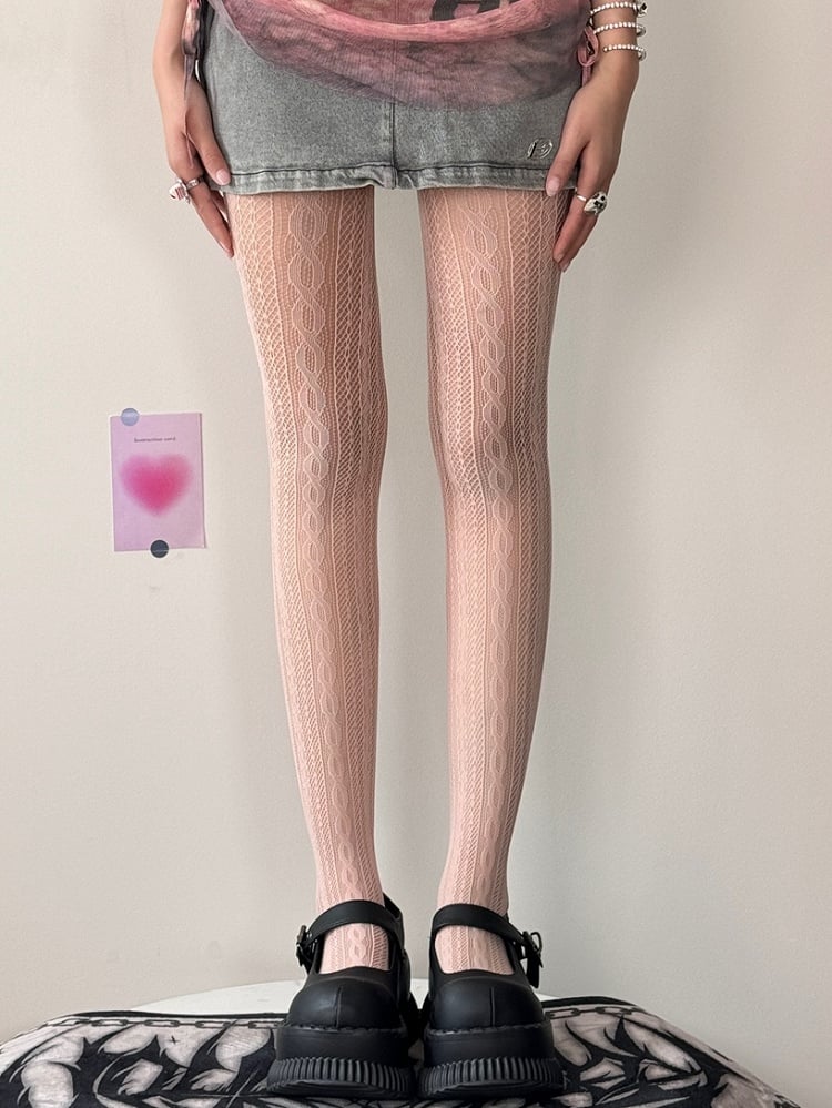 Purple/Brown/Pink Y2K Hollow-out Tights