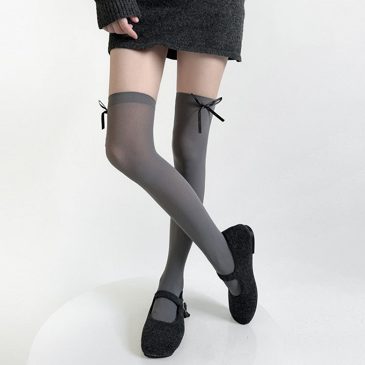 Black / Gray / White Bow Accents Semi-sheer JK Stockings