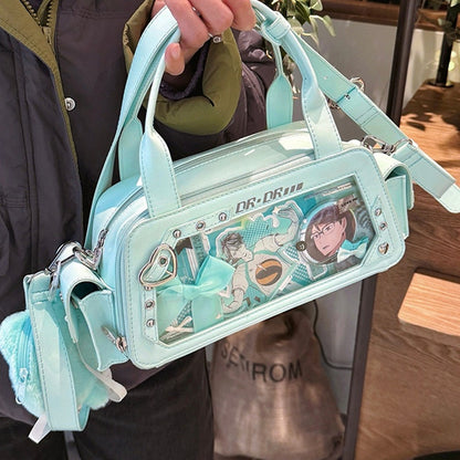 Green Heart Buckle Decorated Ita Bag