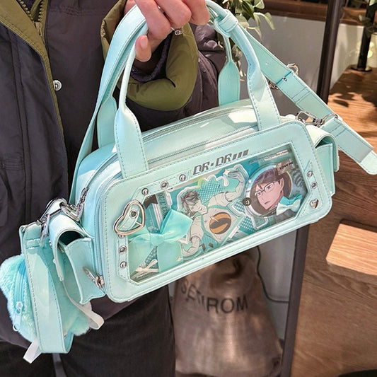 Green Heart Buckle Decorated Ita Bag