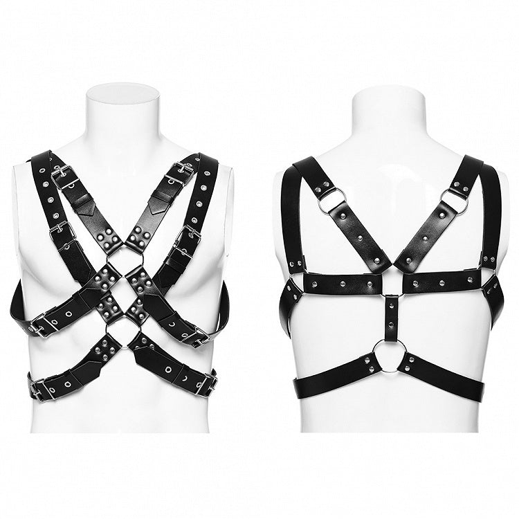 Black Punk PU Harness
