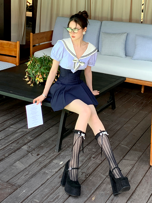 White/Milky White/Black/Red/Purple/Grey/Brown Lolita Lace Trim Bowknot Socks