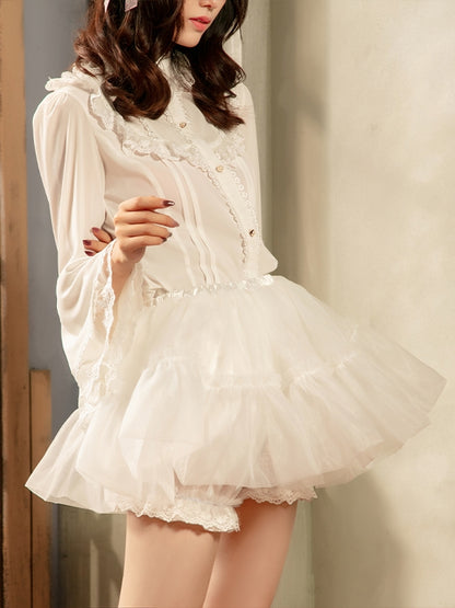 White 37cm Puffy Petticoat with Bloomers Lining