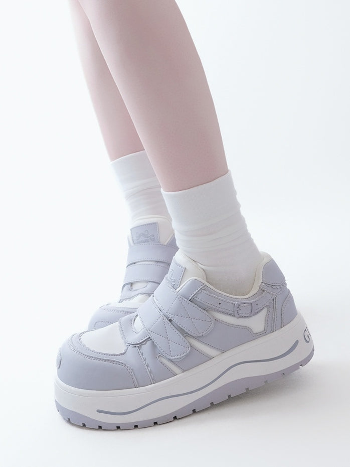 Purple Velcro Strap Closures Platform Sneakers
