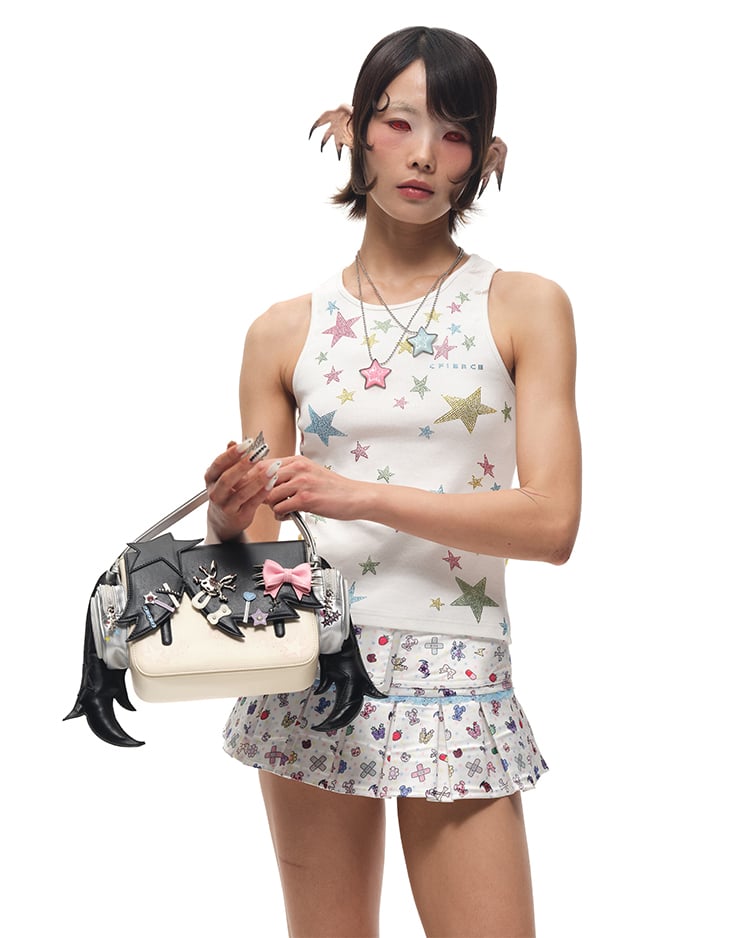 Black Headphone Girl PU Crossbody Tote Bag