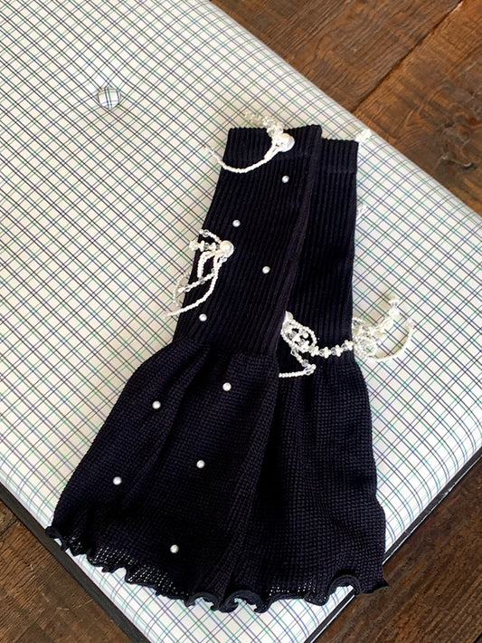 5 Color Options Beaded Details Rolled-Trim Leg Warmers