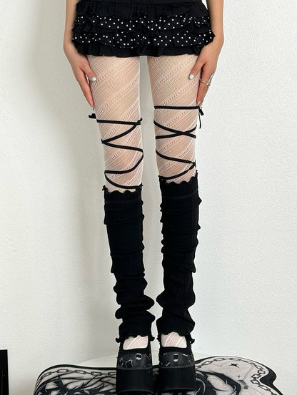 Black/Brown/White/Red/Gray Y2K Striped Pattern Tights