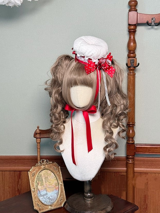 Red Polka-dot Bowknots Decoration White Chef Hat