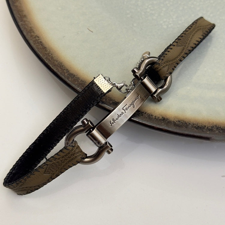 Y2K Brown/Dark Green PU Wasteland Punk Choker