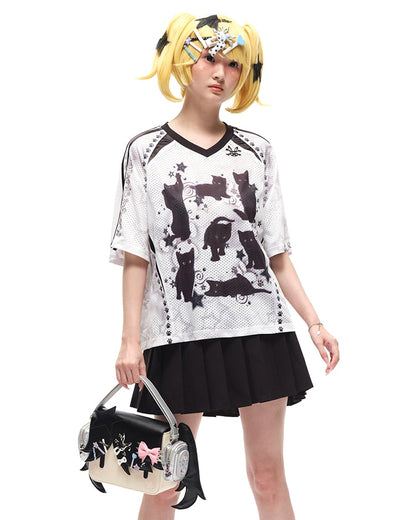 Black Headphone Girl PU Crossbody Tote Bag