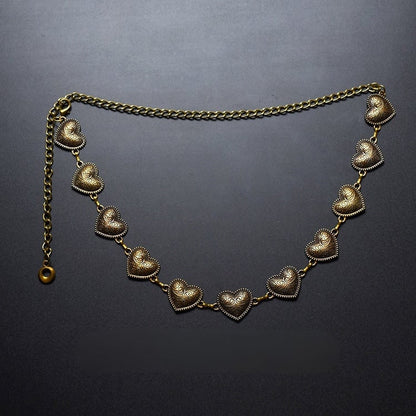 Silver/Bronze Y2K Heart Waist Chain