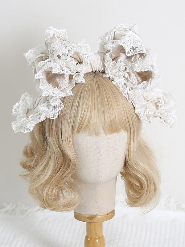 11 Colors Large - Sized Sweet Lolita Multi - layer Bowknot KC With Lace Trims