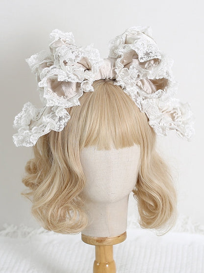 11 Colors Large - Sized Sweet Lolita Multi - layer Bowknot KC With Lace Trims