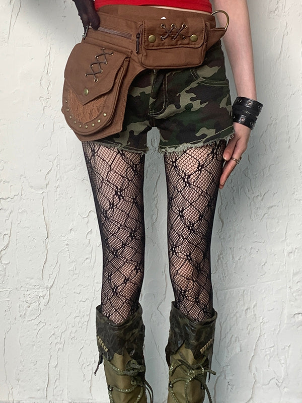 White/Black Y2K Hollow-out Design Tights