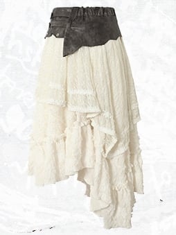 White Wasteland Punk Star Studs PU Waistline Asymmetrical Flounce Hem Skirt