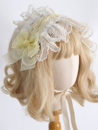 9 Color Options Sweet Lolita Bowknot Details Ruffled Hairband