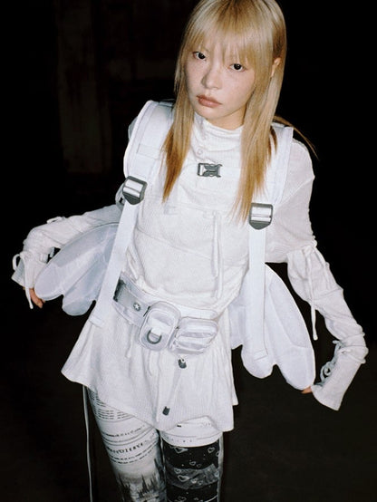 White Angel Mech Bag with Detachable Wings & Convertible Strap