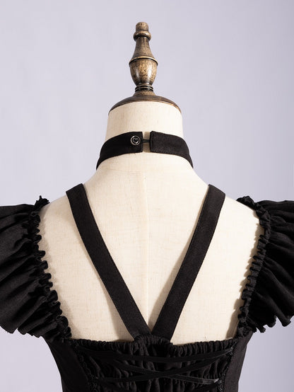 Fan Art Fashion Miss Devil Black Dress with Pumpkins Crossbody Full Set