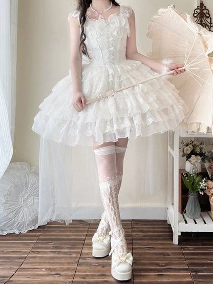 White Hanayome Butterfly Fabric Shiro Dress Princess Lolita Jumper Skirt