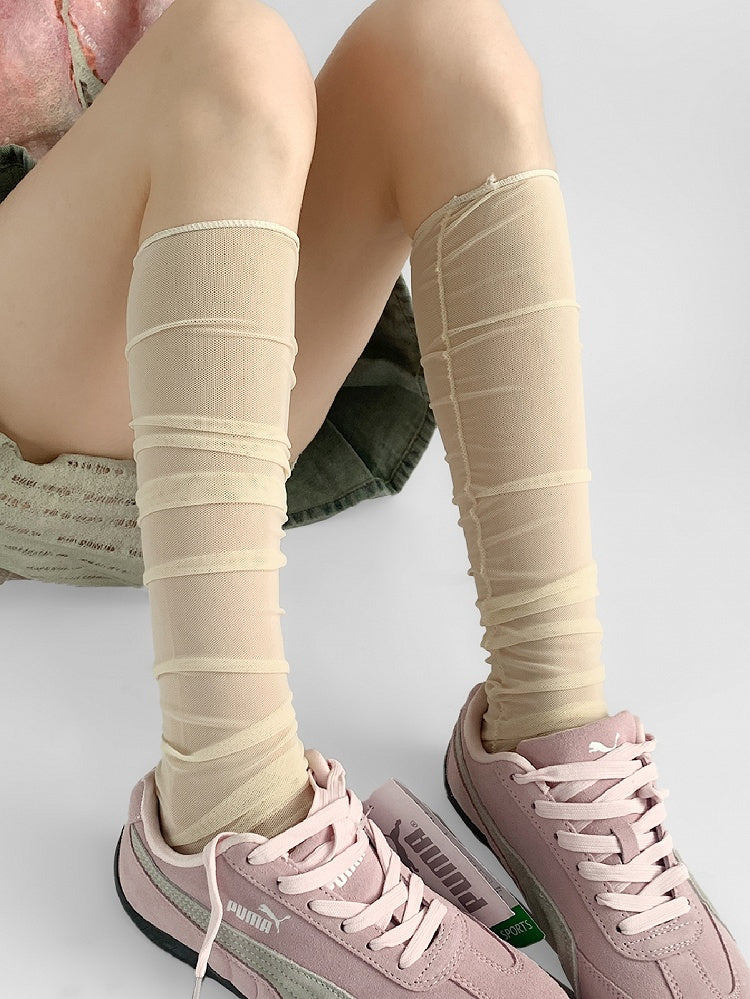 Beige/Pink/White/Nude Loose Under-Knee Stockings