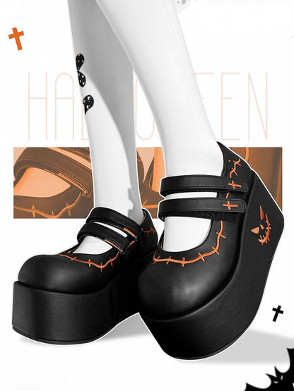 Black Pumpkin Witch Halloween Gothic Platforms