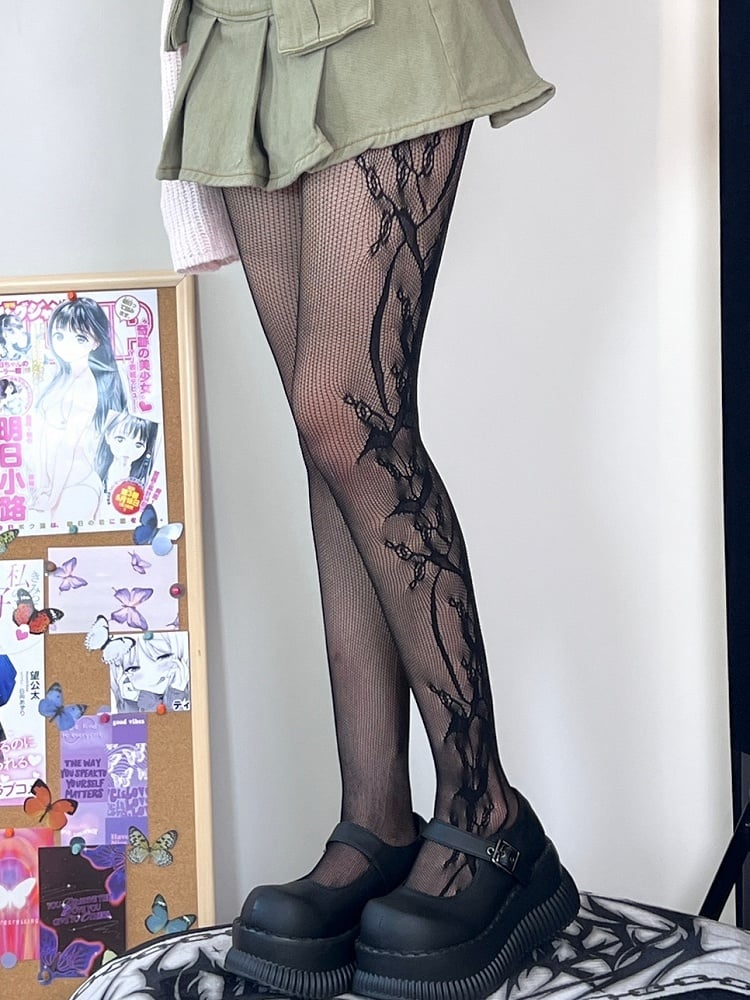 Red/Black Hollow-out Tights