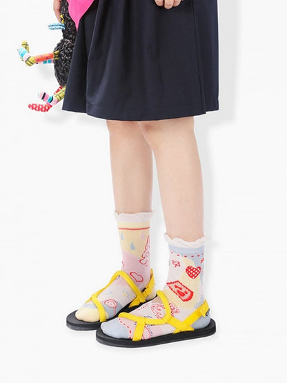 4 Options Sweet Lolita Colorful Ruffled Cuff Calf Socks