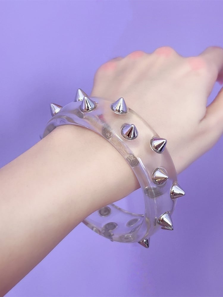 Y2K Black/White/Red/Pink/Transparent Punk Studs Bracelet