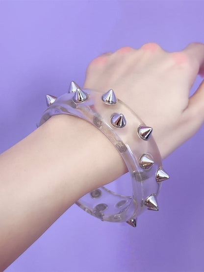 Y2K Black/White/Red/Pink/Transparent Punk Studs Bracelet