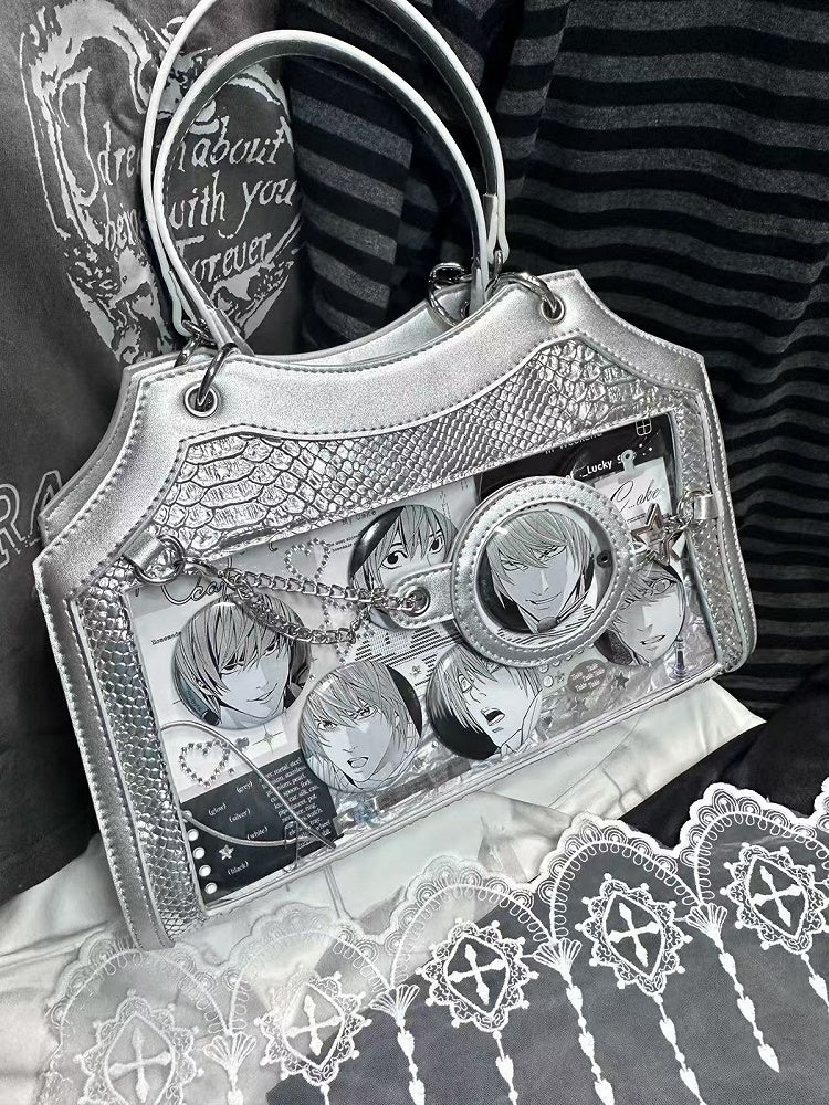 Silver Snake Scale PU Ita Shoulder Bag