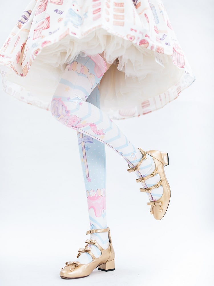 Candy Scepters Print Velvet Over Knee Stockings - Three Color Options