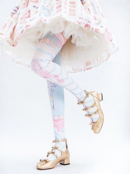 Candy Scepters Print Velvet Over Knee Stockings - Three Color Options