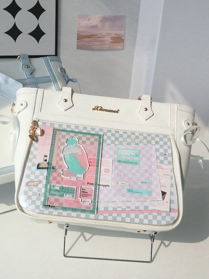 White Bowknot and Heart-shaped Charm Ita Bag