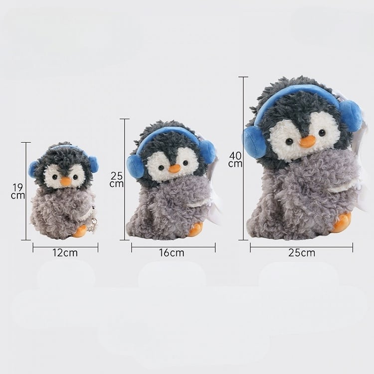 Gray Cute Penguin Plush Backpack/Crossbody Bag + Keychain