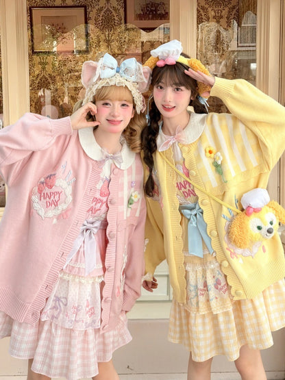 Pink Peter Pan Collar Strawberry Cake Embroidery Tiered Skirt Sweet Lolita Dress