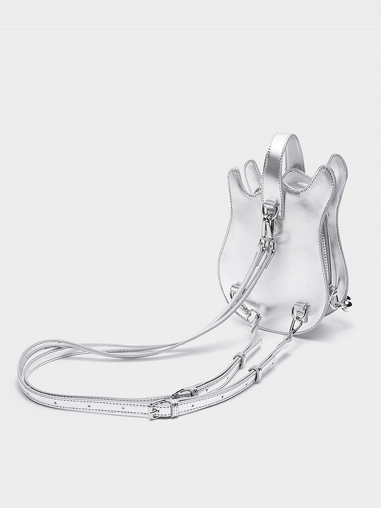 Silver Beaded Chain Guitar-shaped Bag