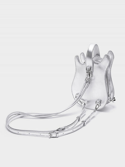 Silver Beaded Chain Guitar-shaped Bag