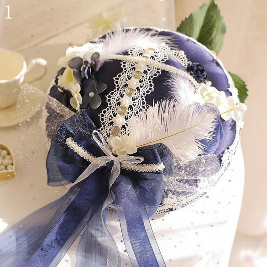 4 Options Beaded Decorated Floral Design Bowknot Decorated Mini Hat