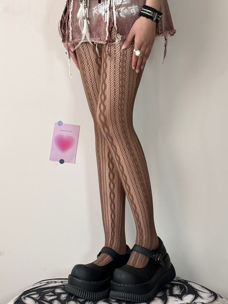 Purple/Brown/Pink Y2K Hollow-out Tights