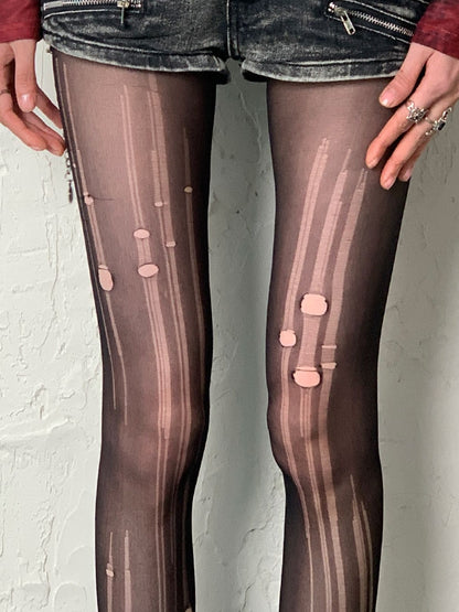 Black Y2K Cut-out Design Tights
