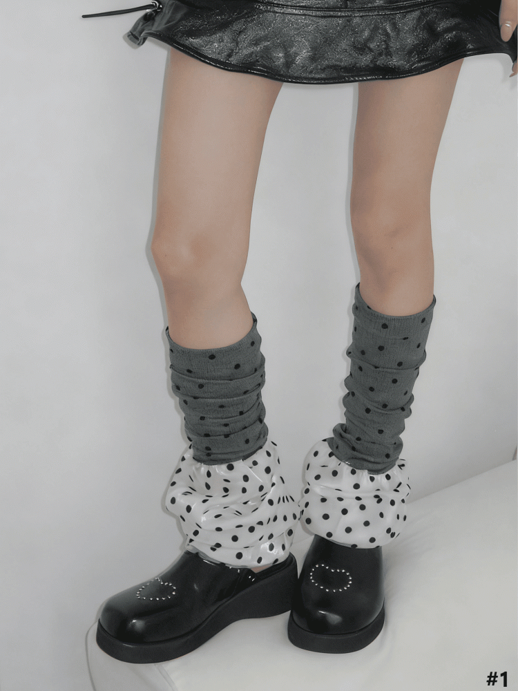 2 Color Options Polka-dot Pattern Color-Block Leg Warmers