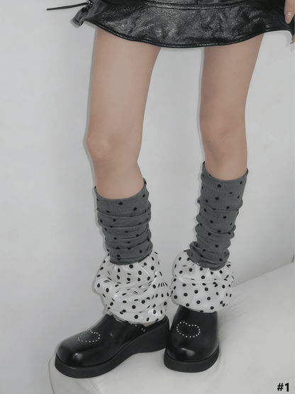 2 Color Options Polka-dot Pattern Color-Block Leg Warmers