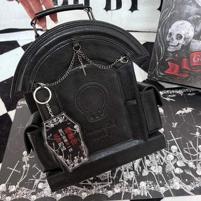 Gothic Black Skull Gravestone-Shaped Backpack
