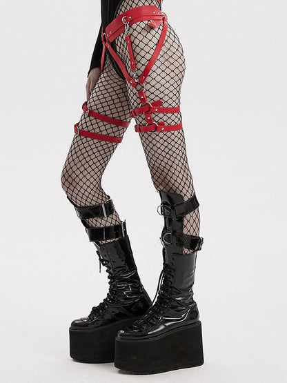 Red Punk PU Harness