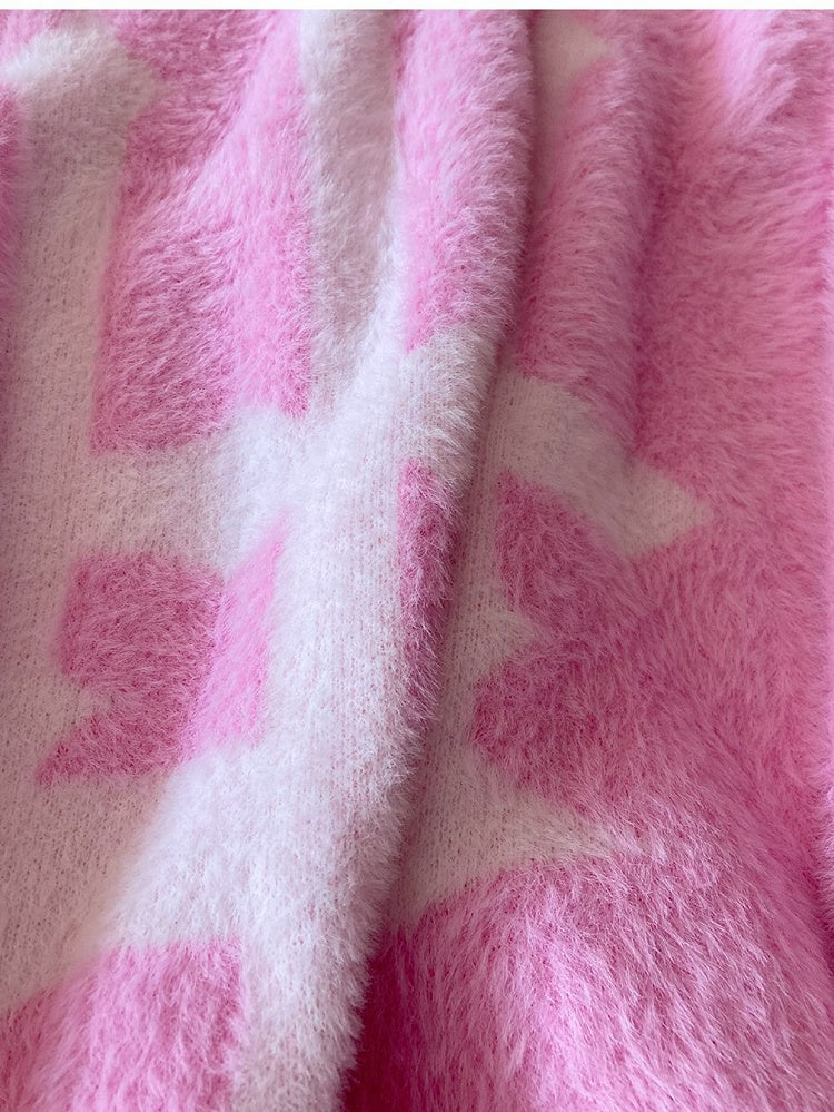 Cross Shaped Candlestick Pattern Pink Sweater
