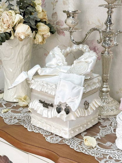 Creamy White Bead Details Hand Bag / Crossbody