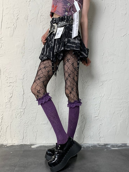 Black Y2K Hollow-out Design Tights